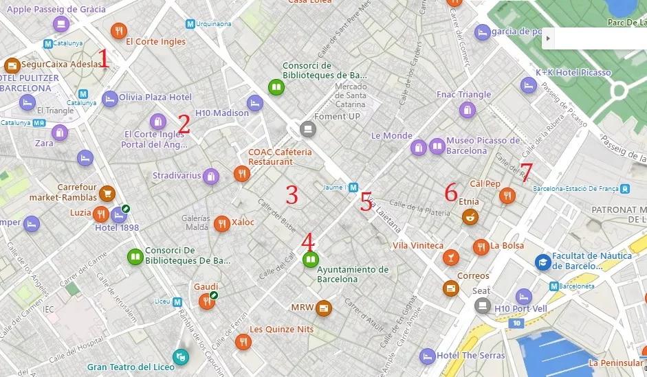 mapa barrio gotico barcelona